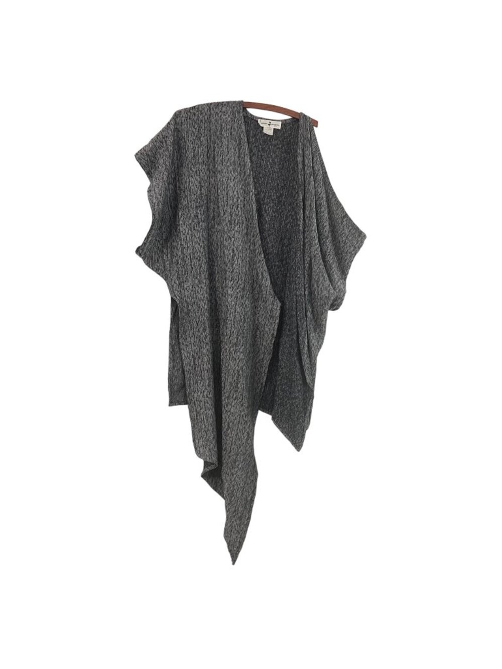 VTG Hiroko Koshino Paris Minimalist Black Gray Wool Asymmetric Open Cardigan M